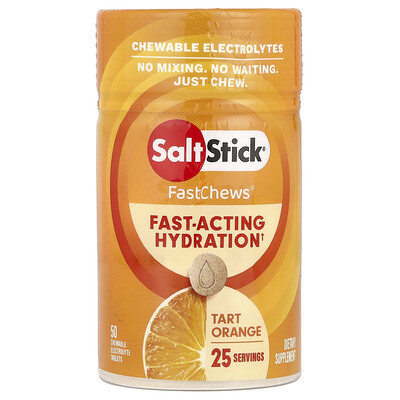 SaltStick, FastChews®, Chewable Electrolytes, Tart Orange, 50 Chewable Tablets | iHerb
