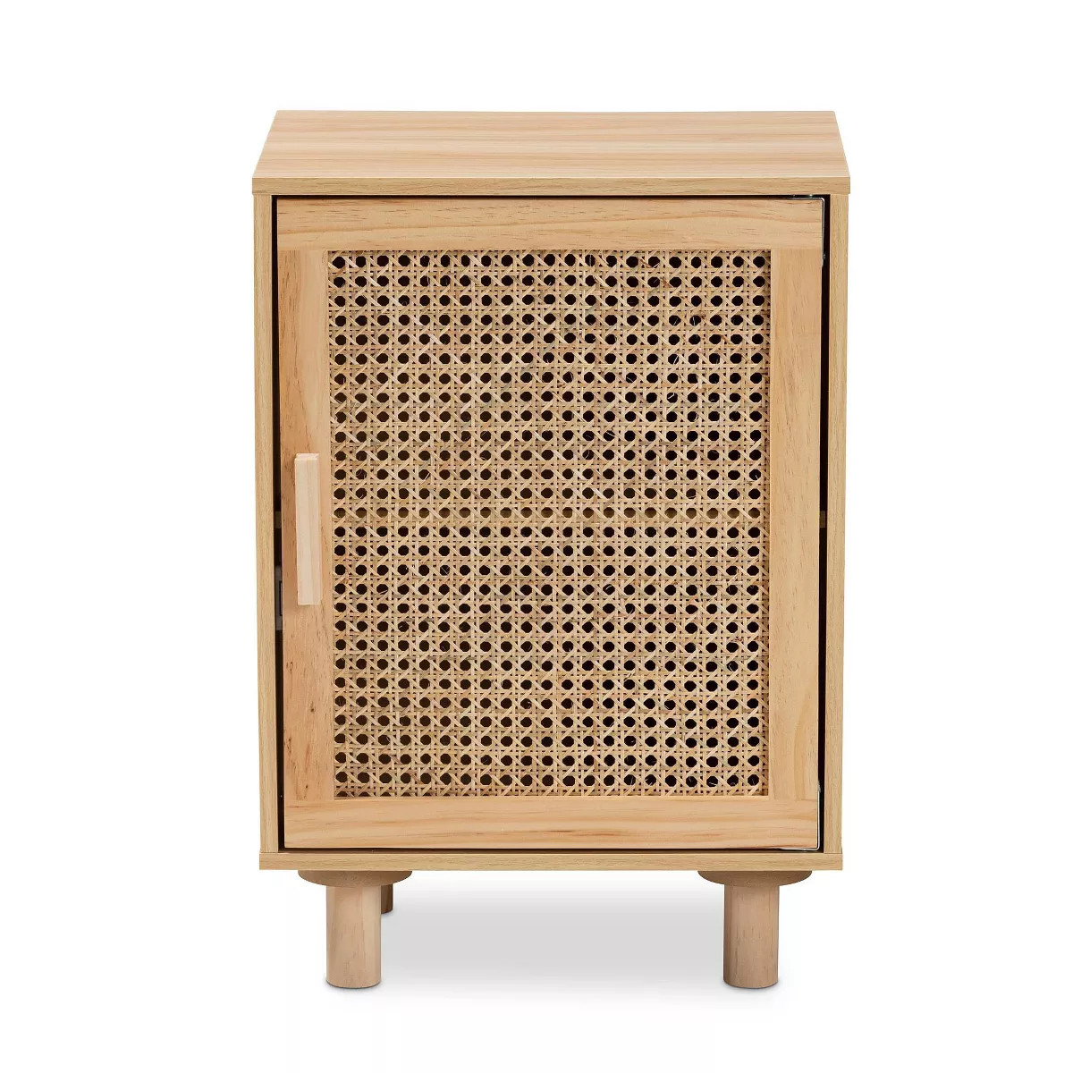 Maclean Rattan Wood 1 Door Nightstand Natural/Brown - Baxton Studio | Target