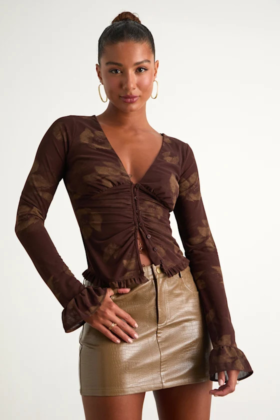Excellent Mood Tan Croc-Embossed Vegan Leather Mini Skirt | Lulus