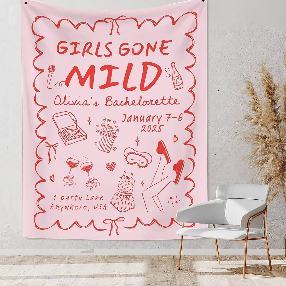 Cozyy Personalized Bachelorette Party Decor, Girls Gone Mild Slumber Party Banner, Girls Night In... | Amazon (US)