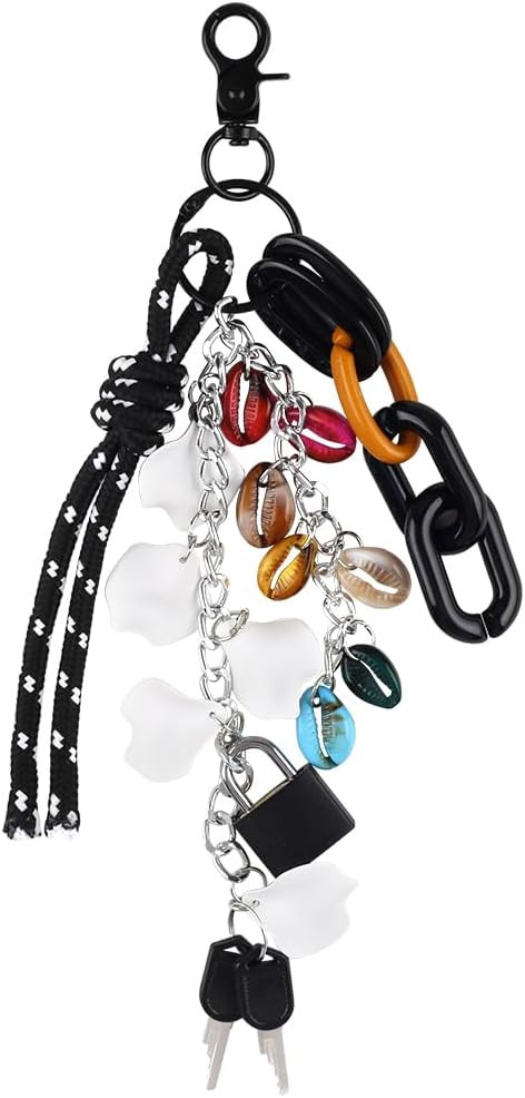 Multi Functional Black Y2K Keychain Charms Bag Charms Unique Lock Key Rope Decorative Car Key Cha... | Amazon (US)