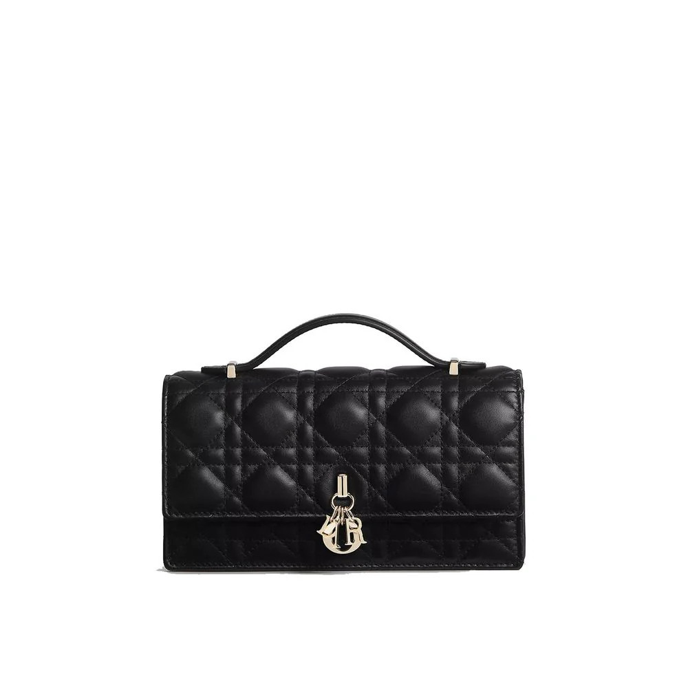 Dior Quilted Lambskin Top Handle Bag — Black | Italist Inc.
