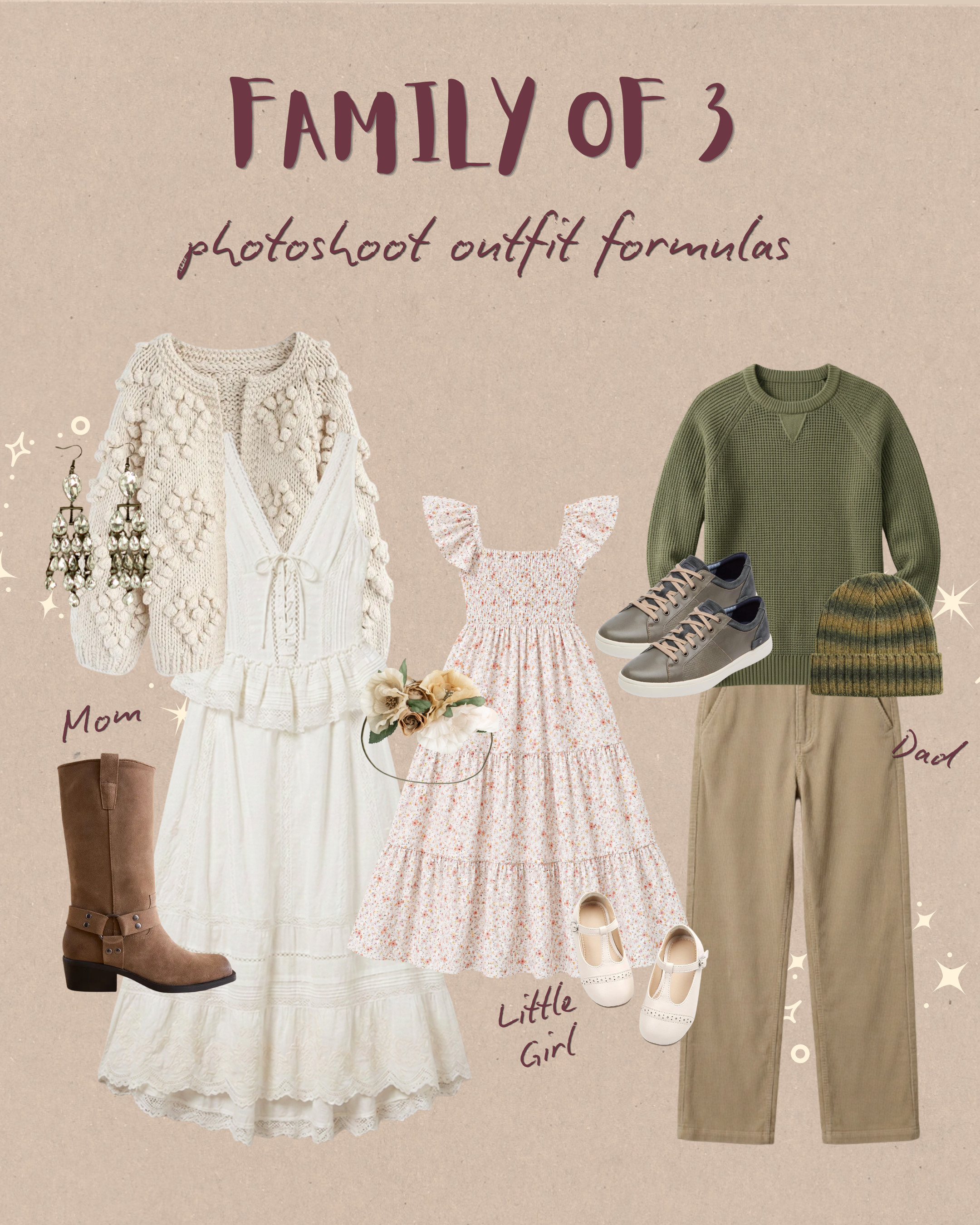 Photoshoot outfits for a family of 3! This one's Dad's little moment to shine. ✨ He's the only one in a non-neutral here, and he makes the perfect base for his girls. 😍

Swipe through the next few slides and you'll see the exact outfit formula behind each look. Some are super simple, some have a little extra styling love baked in.

I'll keep posting these winning family photoshoot formulas so you can build the outfits yourself, no guesswork required!

⭐️ Linking some layers for the little girl outfit in case it’s cold!

#LTKSeasonal #LTKU #LTKKids