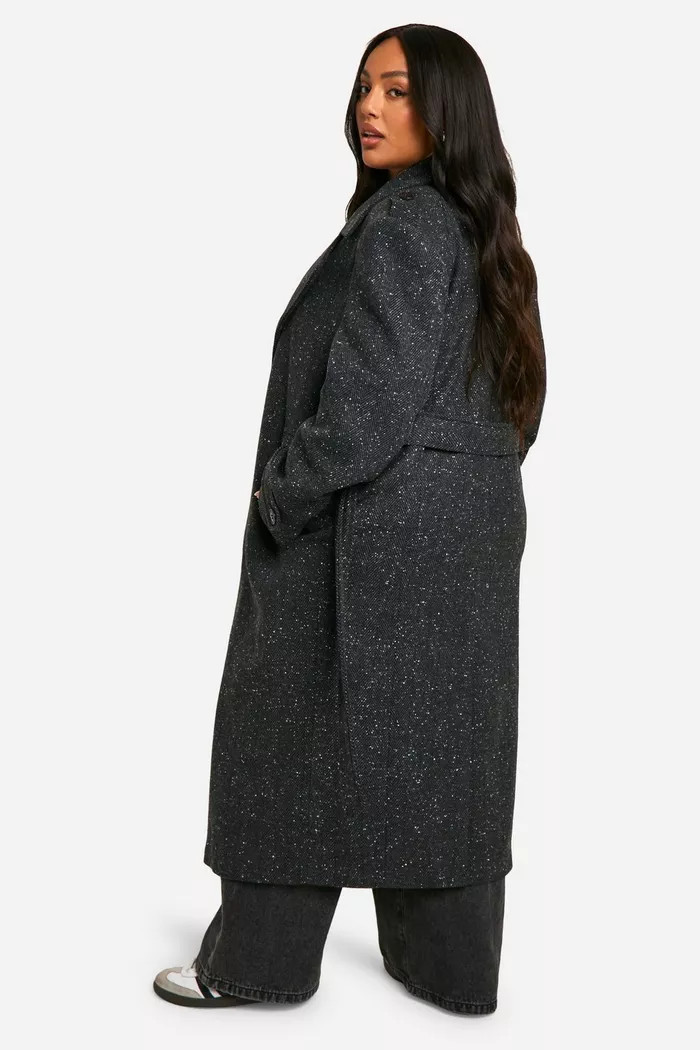 Plus Textured Wool Look Trench Coat | boohoo (US & Canada)