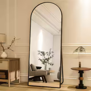 XRAMFY 26 in. W x 71 in. H Arched Black Aluminum Alloy Framed Full Length Mirror Standing Floor M... | The Home Depot