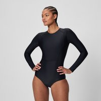 Women's Ocean Flex Long Sleeve Zip Swimsuit Black - XS | Speedo (US)