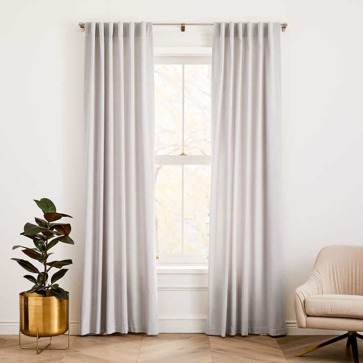 Cotton Velvet Curtain - Frost Gray | West Elm (US)