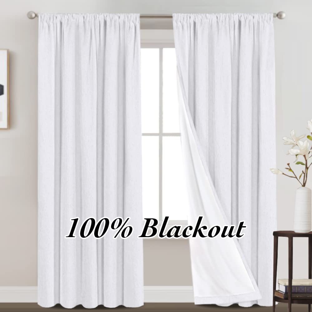 100% Blackout Curtains Primitive Linen Textured Curtain Drapes for Bedroom Full Light Blocking Wi... | Amazon (US)