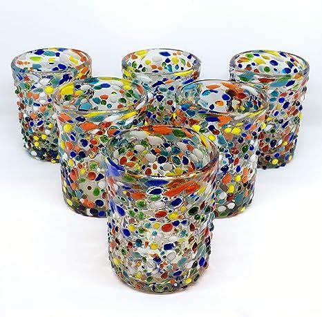 Mexican Blown Glass Tumblers Confetti Rocks (Set of 6) | Amazon (US)