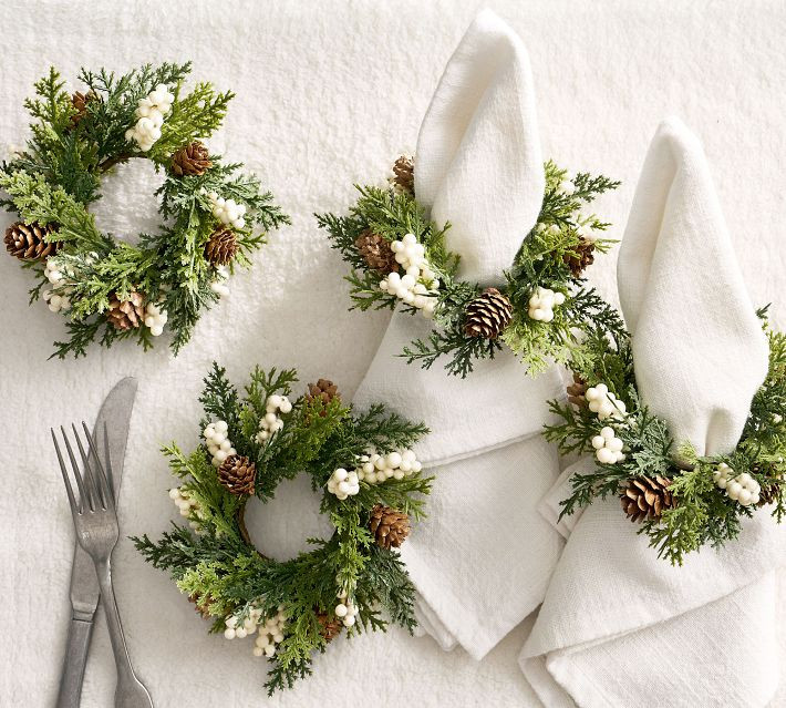White Berry Pinecone Napkin Rings - Set of 4 | Pottery Barn (US)