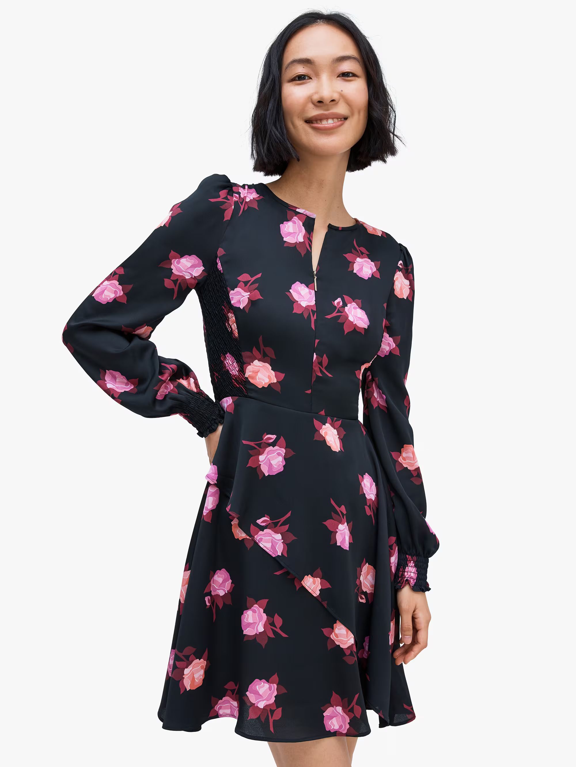 rose garden smocked satin dress | Kate Spade (US)