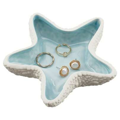 Starfish Jewelry Dish Tray Ceramic Jewelry Dish Ring Holder Trinket Dish Candy Dish Small Key Bowl For Birthday Home Party Decor Ocean Art Gift For Wo | SHEIN