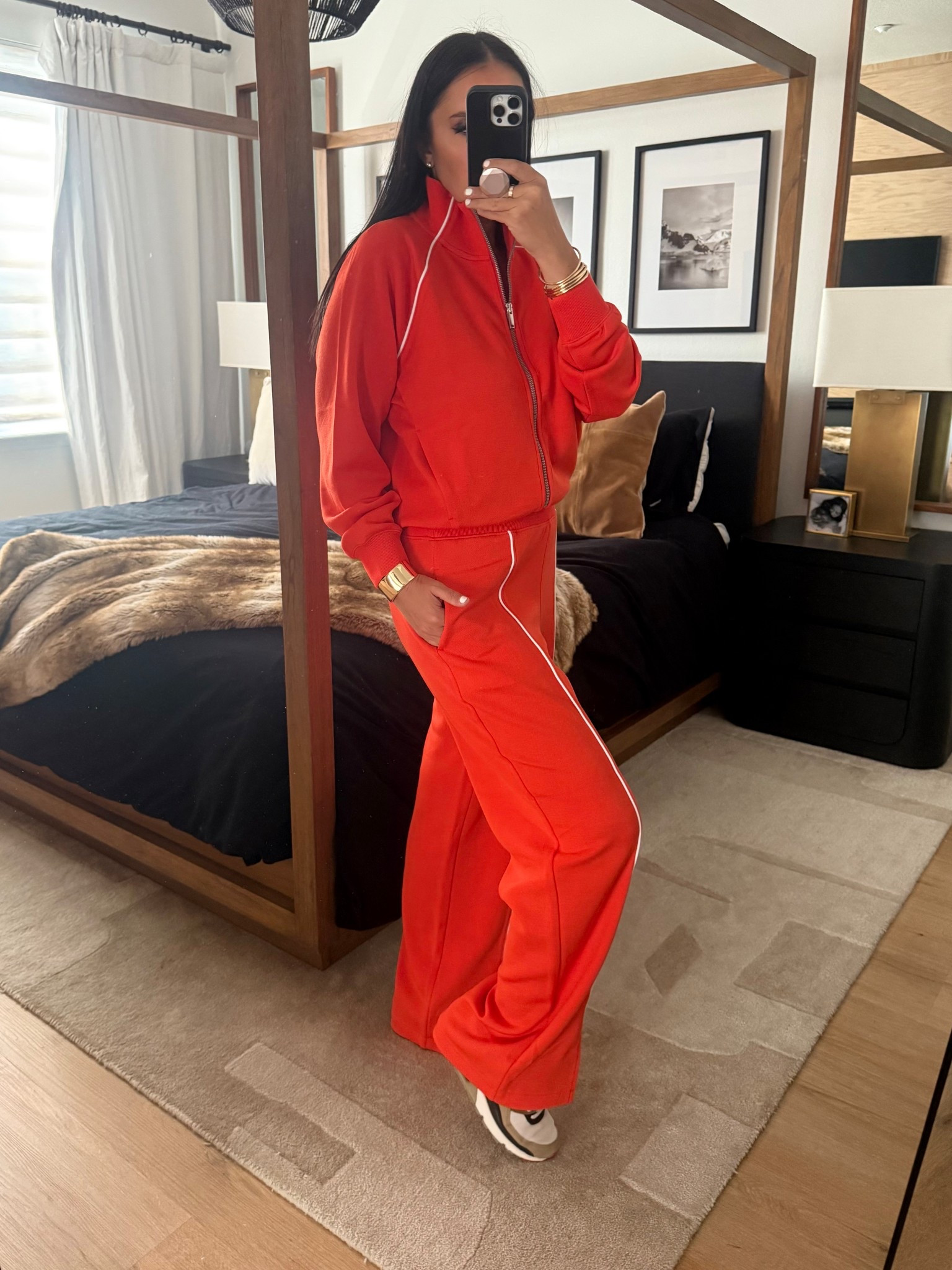 Nike Air Max 90. SPANX® AirEssentials Pique
Full Zip Track Jacket wearing size medium. SPANX® AirEssentials Pique Straight Leg Pant wearing size medium. 
