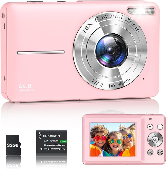 Digitalkamera 1080P Fotokamera 44MP Kamera Fotoapparat Tragbare Kompaktkamera mit 2,4" LCD Bildsc... | Amazon (DE)