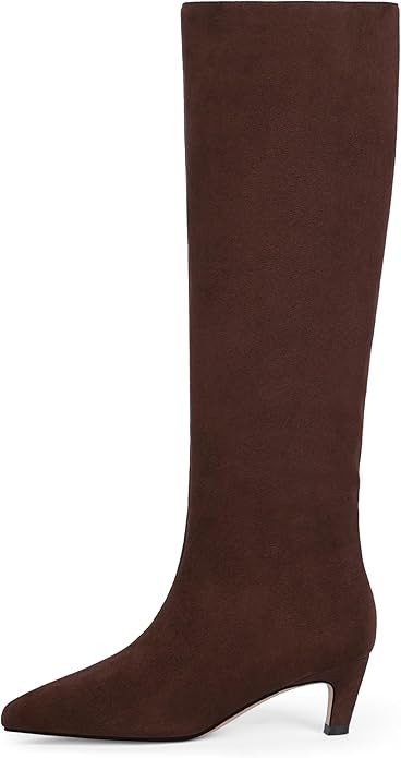 Modatope Knee High Boots Women Square Toe Kitten Heel Tall Boots Womens Fashion Long Boots | Amazon (US)