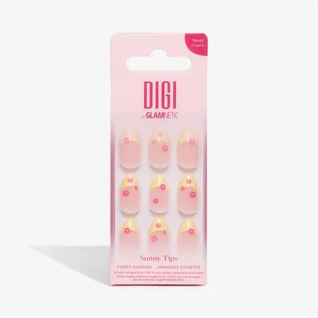 DIGI by Glamnetic Short Almond Artificial Press-on Nails Sunny Tips 24 Pieces | Walmart (US)