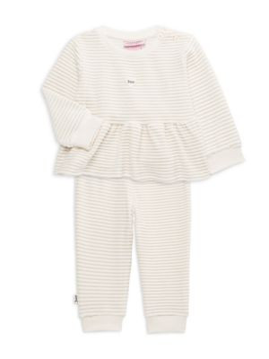 Juicy Couture Baby Girl's 2-Piece Velour Striped Peplum Top &amp; Joggers Set on SALE | Saks OFF ... | Saks Fifth Avenue OFF 5TH