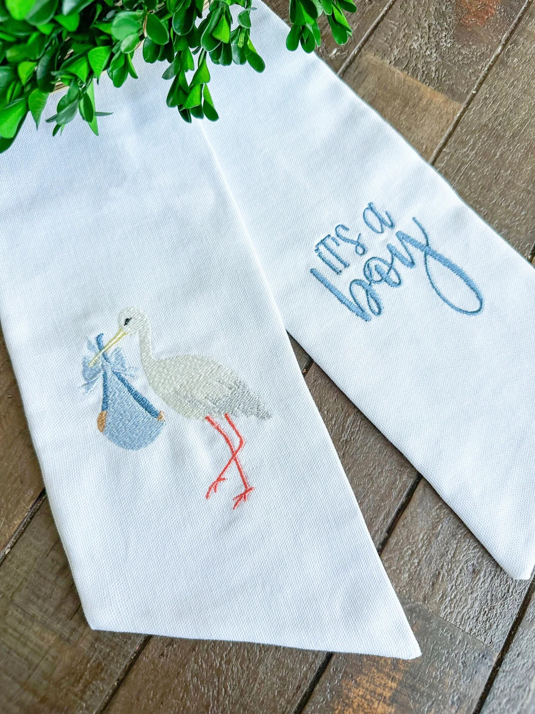 It's a Boy Stork Wreath Sash X Birth Announcement X Custom Embroidered X Hand Tailored X Door Dec... | Etsy (US)