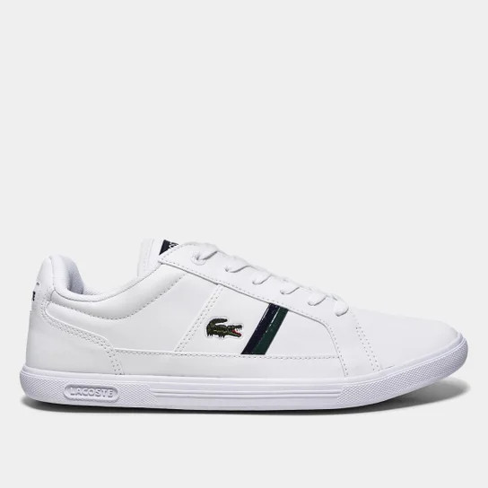 Tênis Couro Lacoste Europa Masculino - Branco+Preto | Netshoes (BR)