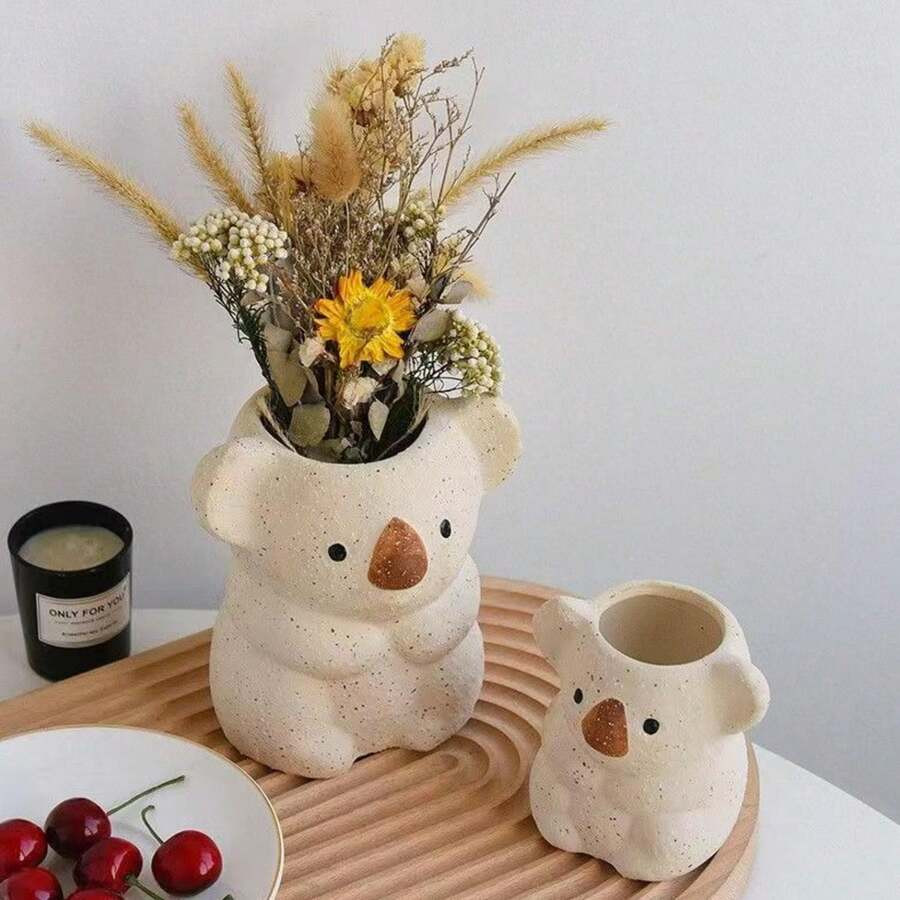 1pc Cute Cartoon Hand-Drawn Koala Ceramic Flowerpot For Succulents, Pen Holder, Minimalist Storag... | SHEIN