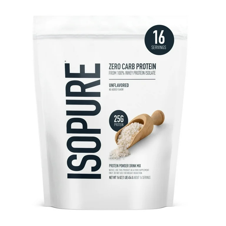 Isopure Zero Carb 100% Whey Protein Isolate Powder, Unflavored, 25g Protein, About 16 Servings | Walmart (US)