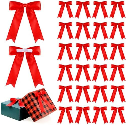 Riceshoot 24 Pcs Satin Ribbon Bows 5x7'' Self Adhesive Premade Satin Bows with Double Sided Tape ... | Amazon (US)