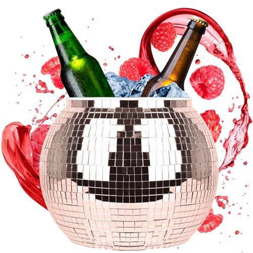 Disco Ball Ice Bucket Beverage Tubs Disco Ball Cup for Parties Large Retro Drink Bucket for Beer Cocktail Wine Champagne Cold Drinks, Disco Party Supplies Bar Cart Decor (Rose) | Amazon (US)