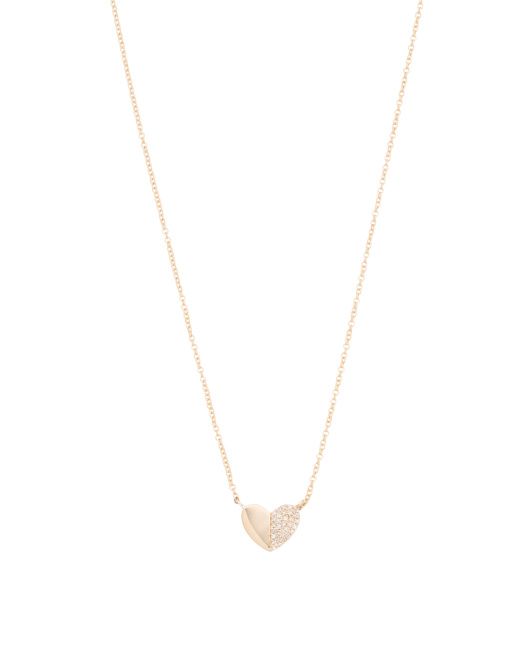 14kt Gold Pave Diamond Heart Necklace | TJ Maxx