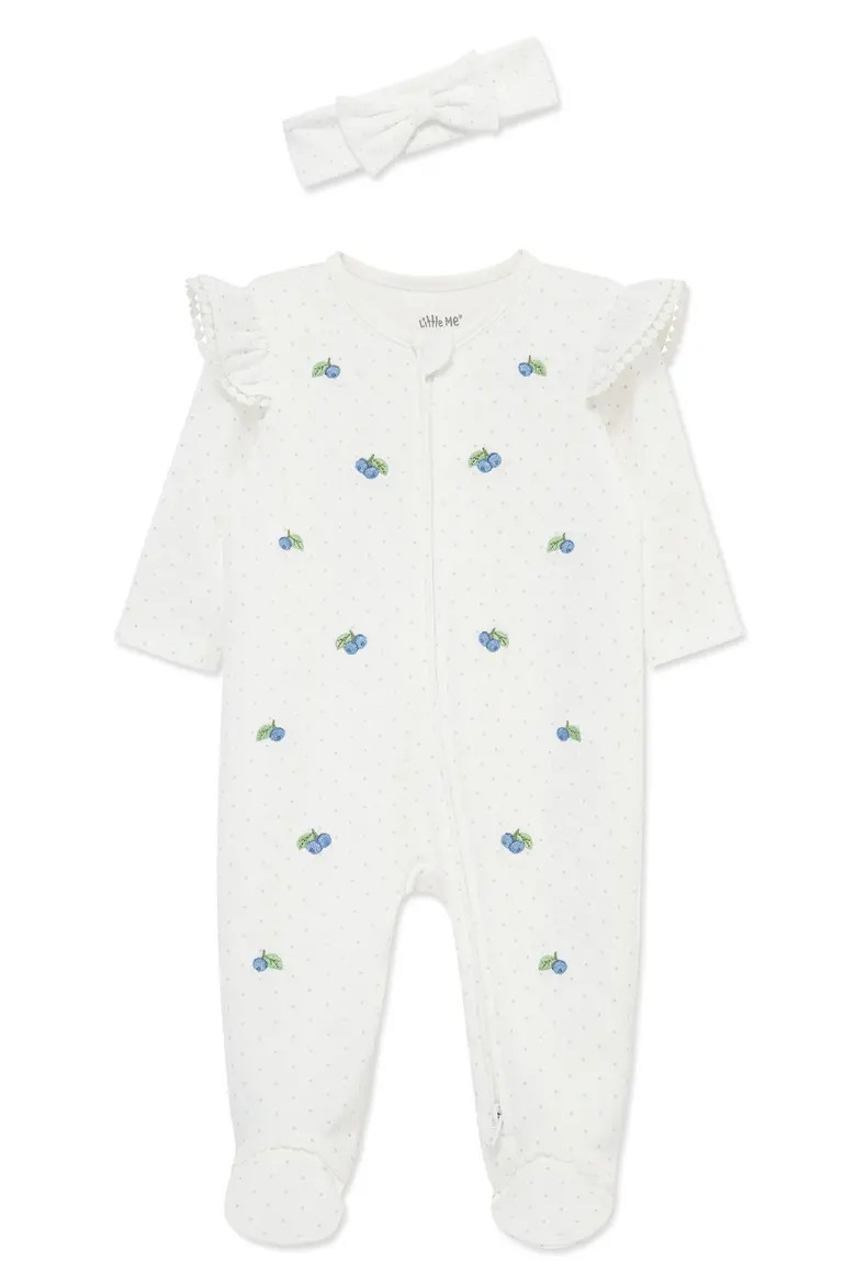 Blueberries Ruffle Cotton Footie & Headband Set (Nordstrom Exclusive) (Women) | Nordstrom | Nordstrom