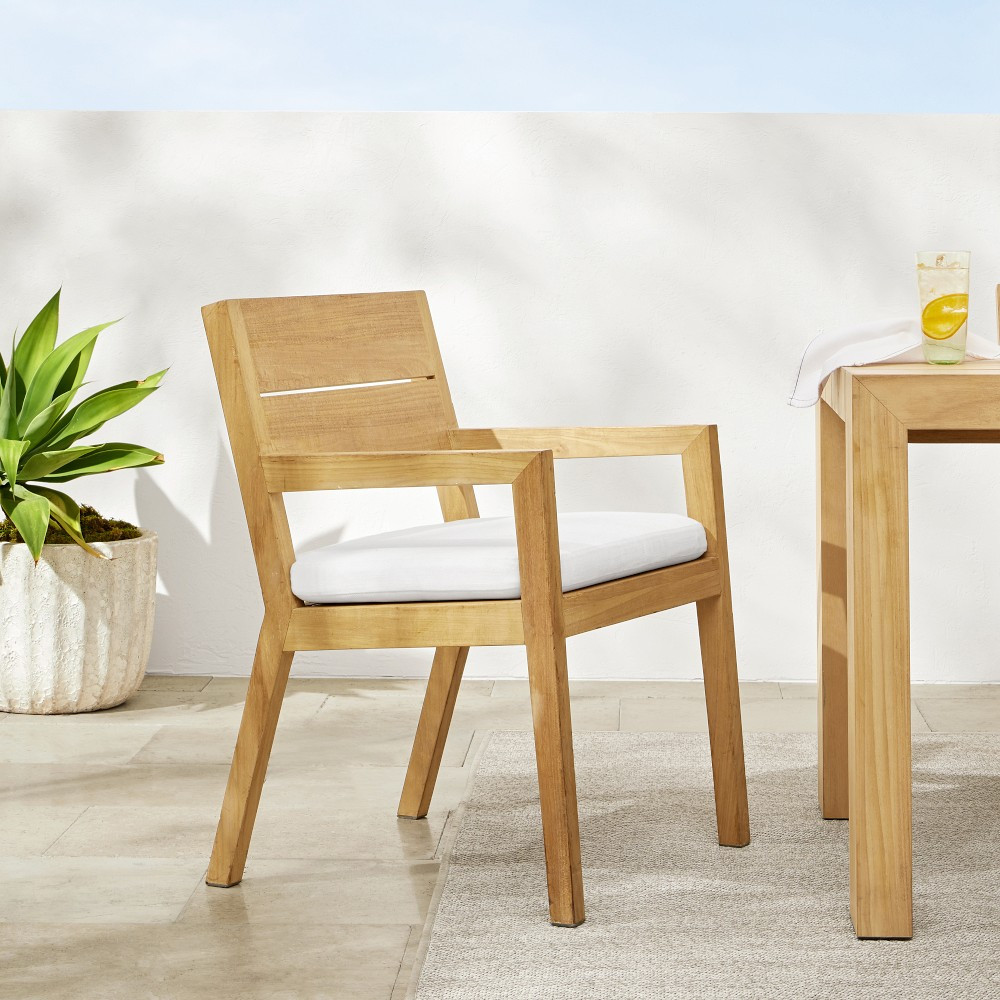 Larnaca Outdoor Natural Teak Dining Armchair | Williams-Sonoma