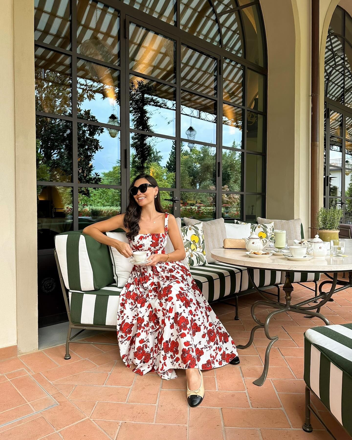Dress is a past season Emilia Wickstead red floral dress - similar below! Tea at the beautiful @collegioauberge @auberge hotel in Florence! Kat Jamieson style, classic outfit. 

#LTKParties #LTKTravel #LTKSeasonal