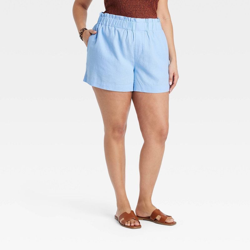 Women's High-Rise Linen Pull-On Shorts - A New Day™ Blue XXL | Target
