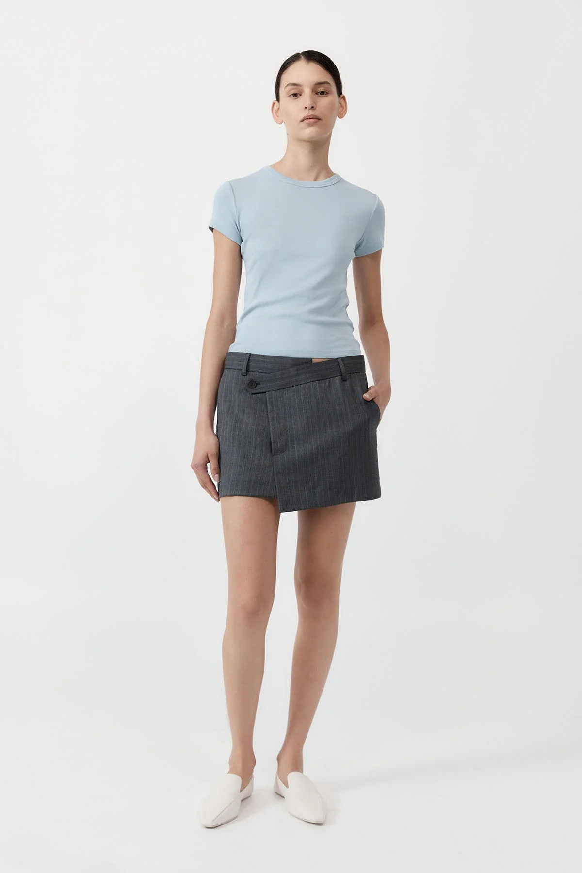 Deconstructed Mini Skirt - Stone Blue Stripe | St. Agni (US, UK, EU)