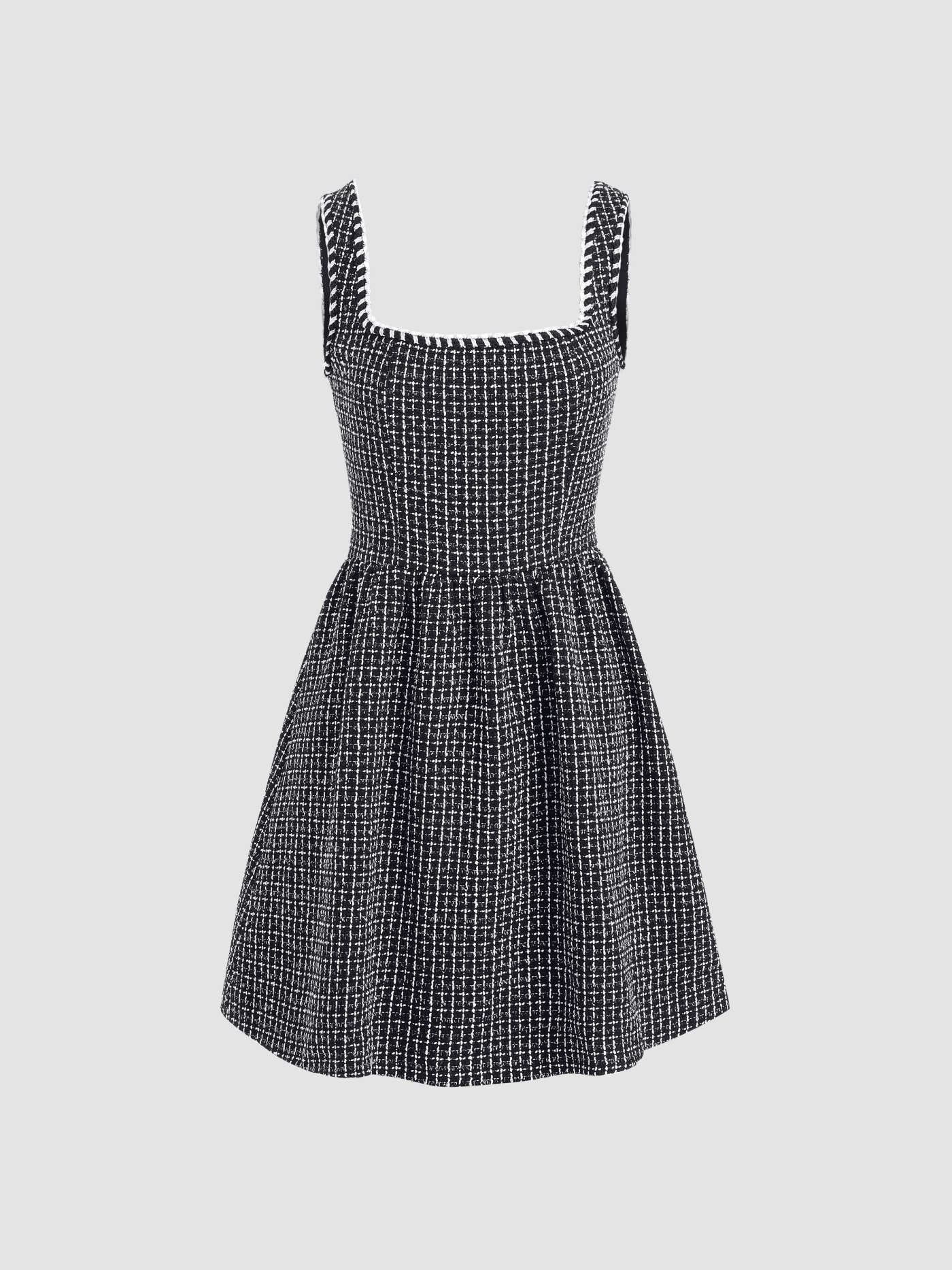 Tweed U-neckline Solid Mini Dress | Cider