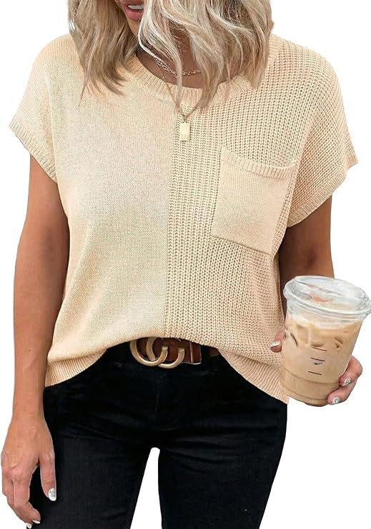 Dokotoo Summer Knit Tops for Women Sleeveless Crewneck T Shirts Casual Lightweight Sweater Blouse... | Amazon (US)