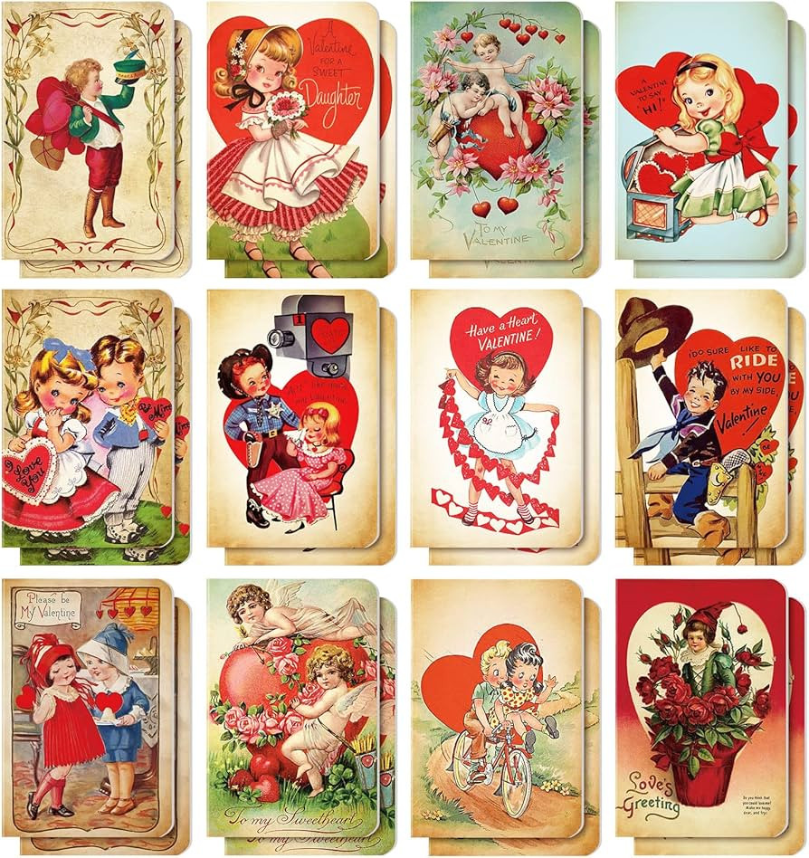 24 Pack Valentine's Day Notebook Small Valentine's Day Vintage Notepads Valentine's Day Retro Jou... | Amazon (US)