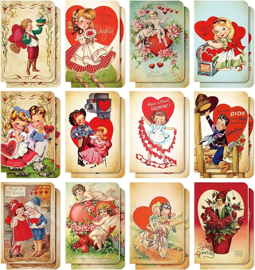 24 Pack Valentine's Day Notebook Small Valentine's Day Vintage Notepads Valentine's Day Retro Jou... | Amazon (US)
