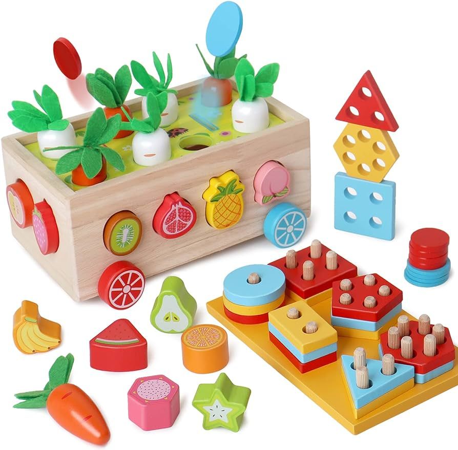 BEAUAM Toddlers Montessori Educational Toys for Boys 2 3 4 Year Old Girls, Wood Shape Classificat... | Amazon (US)