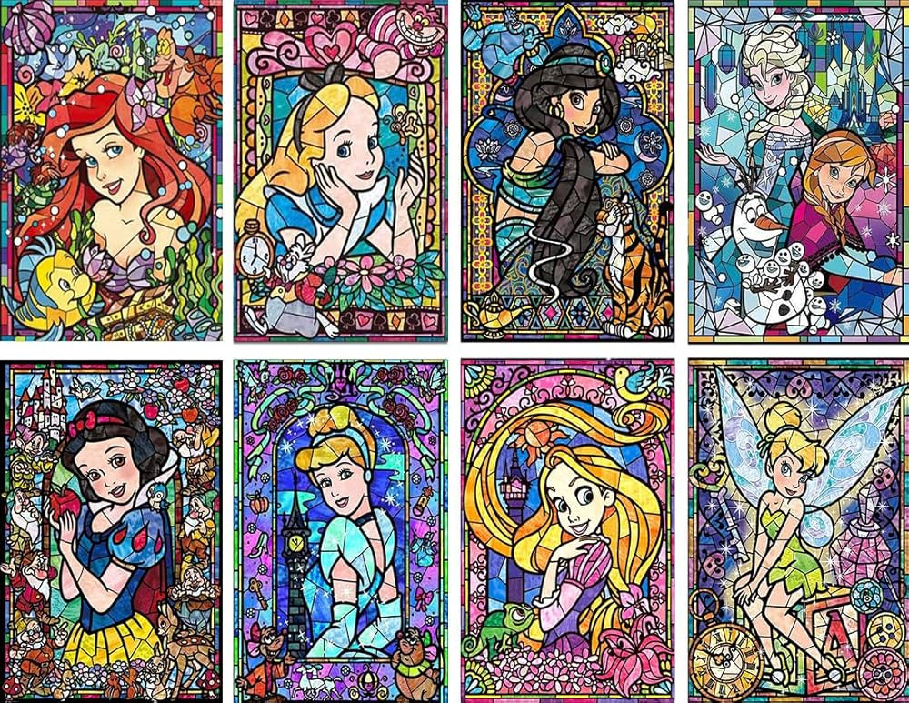 GemZono 8 Pack Full Drill Diamond Painting Kits for Adults&Beginners,Princess DIY 8PCS 5D Diamond... | Amazon (US)