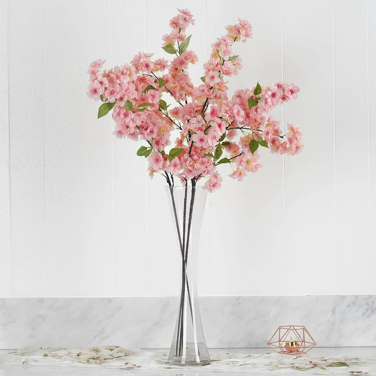 Efavormart 4 Bushes 40" Tall Silk Artificial Flowers Faux Cherry Blossoms Branches Pink | Walmart (US)
