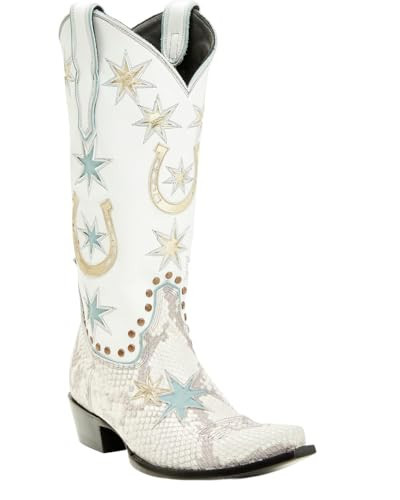 Old Gringo Women's Lucky Star Exotic Python Tall Western Boot Snip Toe White 7 1/2 M US | Amazon (US)