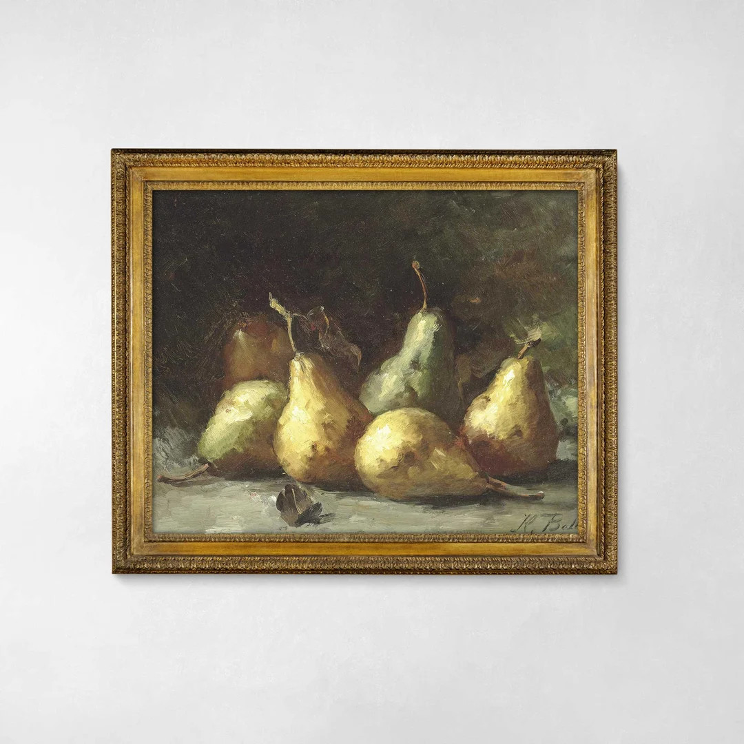 Pear Kitchen Art Print, Vintage Fruit Still Life Painting, Kitchen Moody Wall Art, Antique Oil Pa... | Etsy (US)