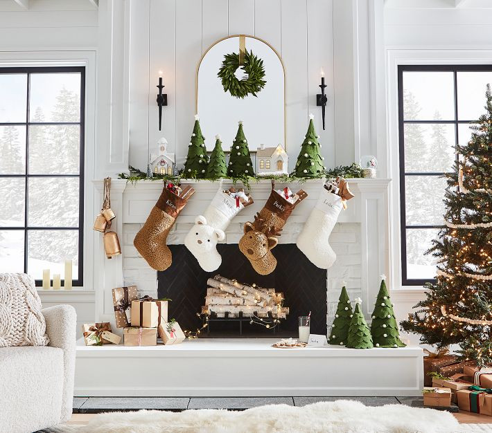 Green & White Scalloped Felt Trees, Set of 3 | Pottery Barn Kids