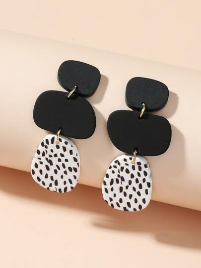 Two Tone Geometric Drop Earrings | SHEIN