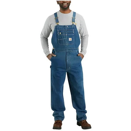 Carhartt Men s Darkstone Loose Fit Denim Bib Overalls Blue 42W x 34L US | Walmart (US)