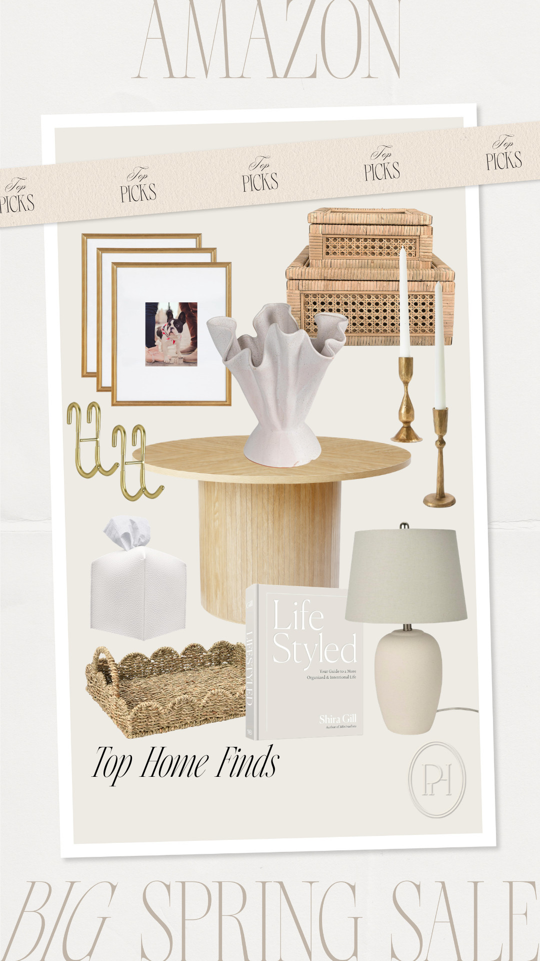 Top picks for the home on Amazon's Big Spring Sale!

home decor, home accents, cane boxes, decorative boxes, modern vase, white vase, off-white table lamp, gold photo frame, over-the-door hooks, fluted table, pedestal table, fluted table, round table, coffee table, ribbed table, scalloped tray, woven tray, tissue box cover, coffee table book, home design book, home styling book, brass candlesticks, gold candle holders, neutral decor 

 #LTKSeasonal #LTKHome #LTKSaleAlert