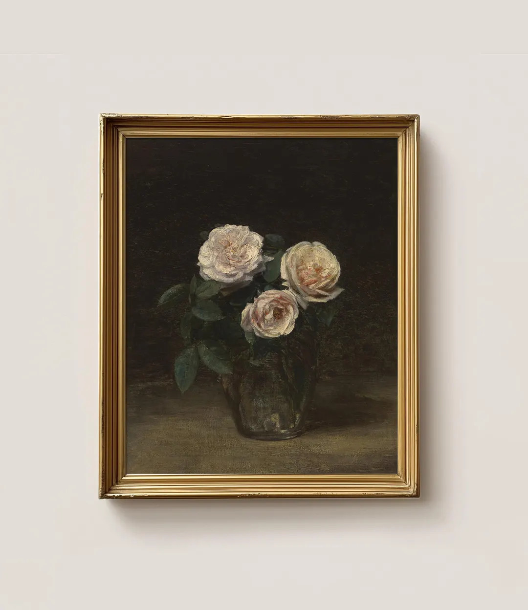 Vintage Rose Still Life Painting Dark Floral Wall Art Printable Flowers in Vase Antique Art - Ets... | Etsy (US)