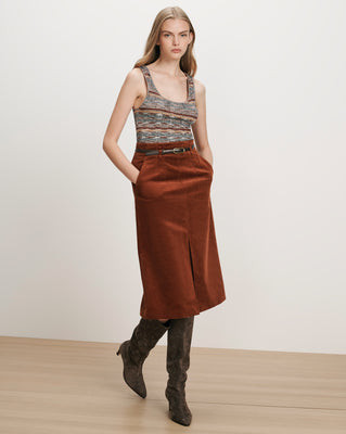 Veronica Beard Alexie Corduroy Midi Skirt Rust | Veronica Beard