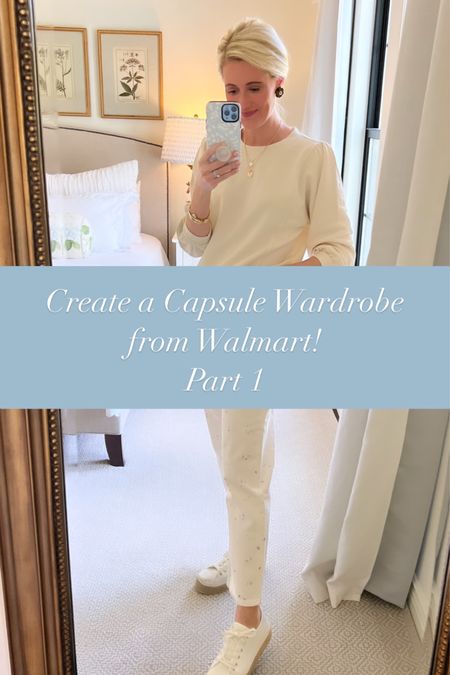 How to create a capsule Fall wardrobe from Walmart Part 1! I’m wearing a medium in this puff sleeve sweatshirt! I’m exchanging the jeans size 6 for a size 4! 
#walmartpartner #walmart #walmartfashion @walmart @walmartfashion 