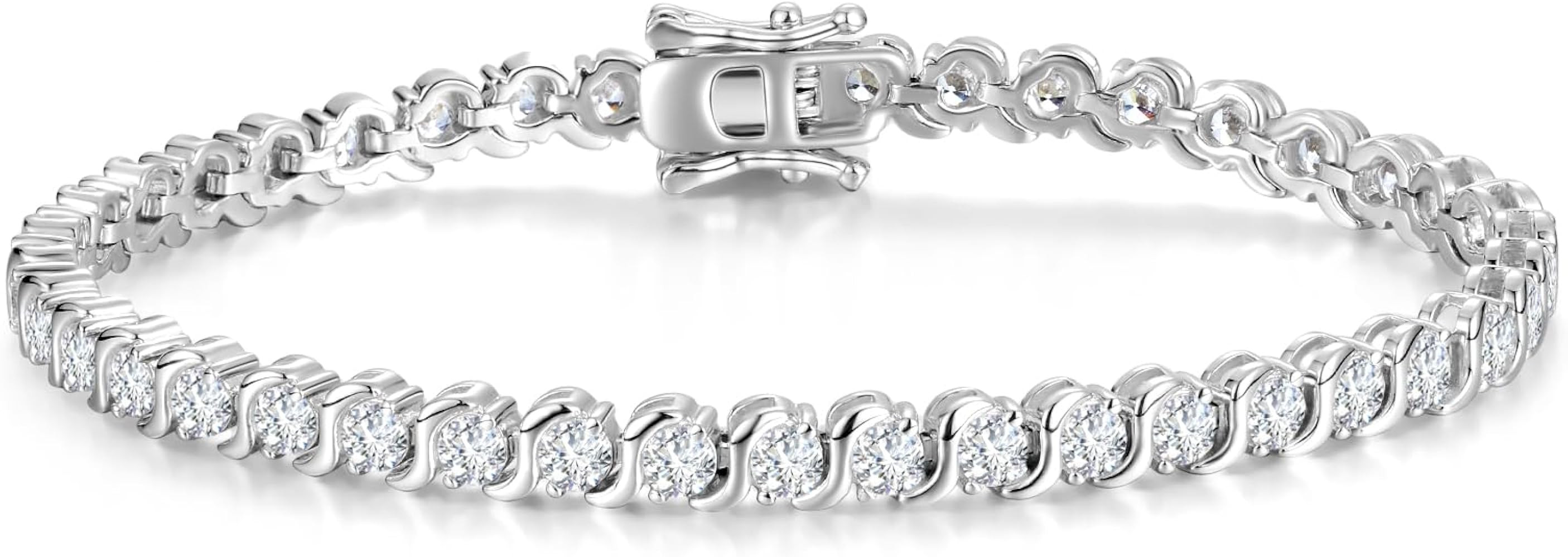FANCIME 925 Sterling Silver Tennis Bracelet 3mm Cubic Zirconia Bracelet Fine Jewelry Birthday Gif... | Amazon (US)